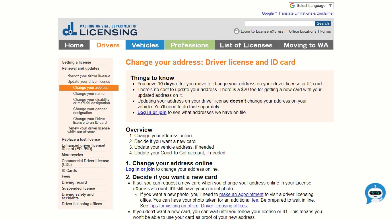 Change your address: Driver license and ID card - Washington